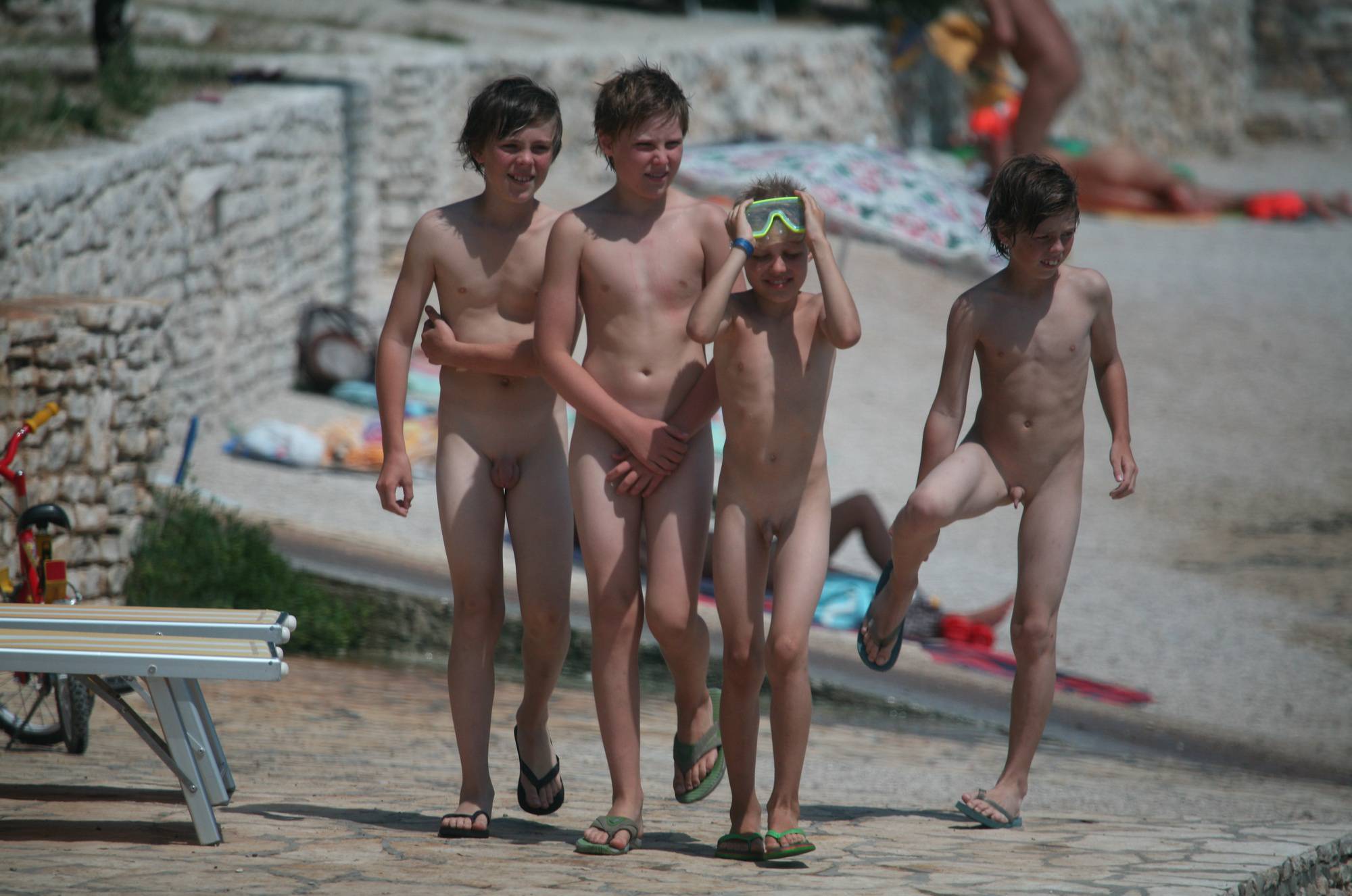 Nudist Pictures Boy Nudist Shore Walking - 1